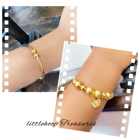 Baby adjustable Bangle, Toddler children Gold bangle, toddler gold bracelets - Picture 7 of 7